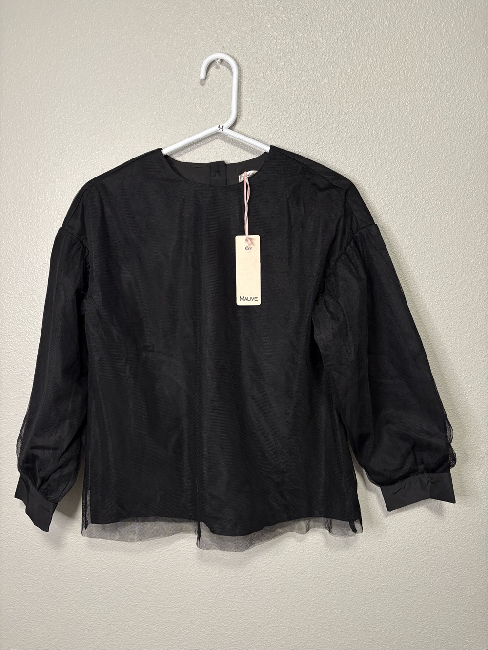 Mauve Sheer Tulle Long Sleeve Blouse – NWT